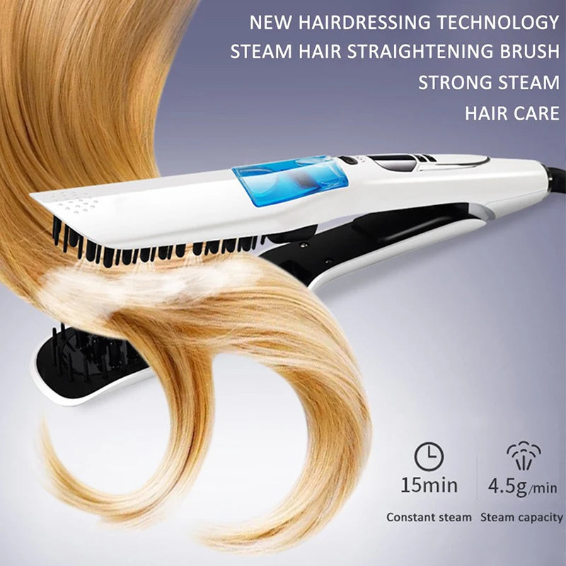 Titanium Steam Hair Straightener & Curler – Dual Voltage Hot Comb
