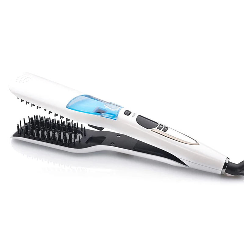 Titanium Steam Hair Straightener & Curler – Dual Voltage Hot Comb