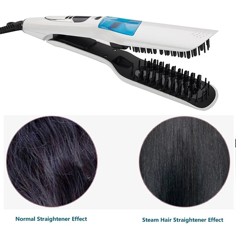 Titanium Steam Hair Straightener & Curler – Dual Voltage Hot Comb
