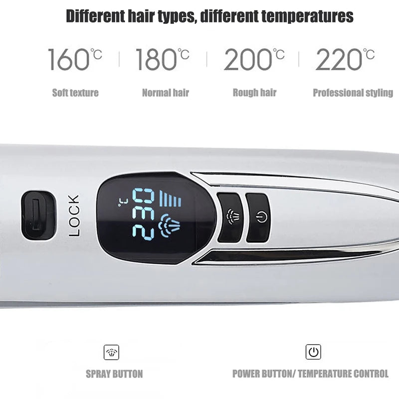 Titanium Steam Hair Straightener & Curler – Dual Voltage Hot Comb