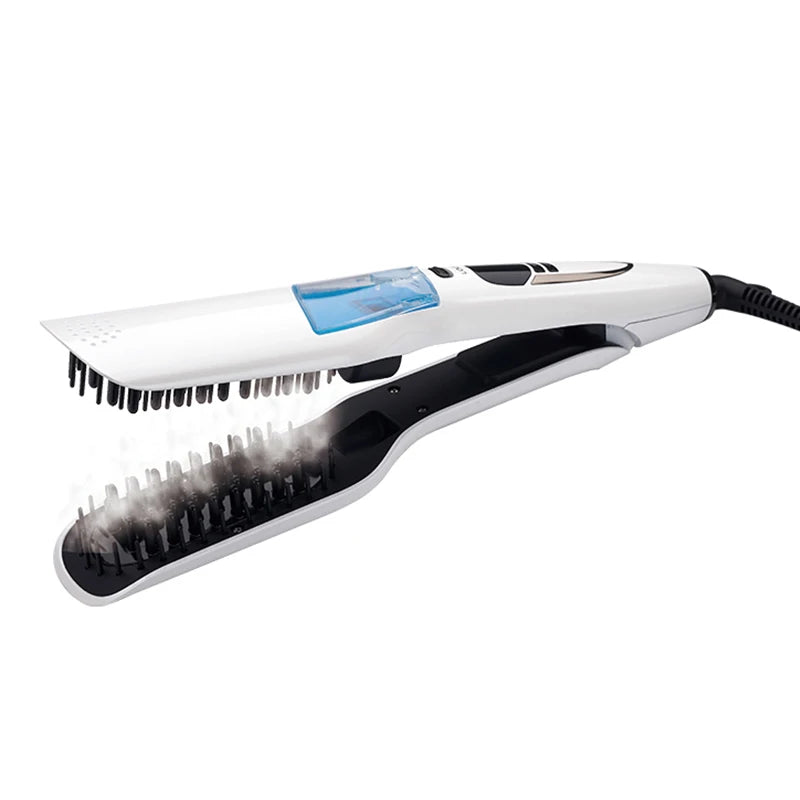 Titanium Steam Hair Straightener & Curler – Dual Voltage Hot Comb