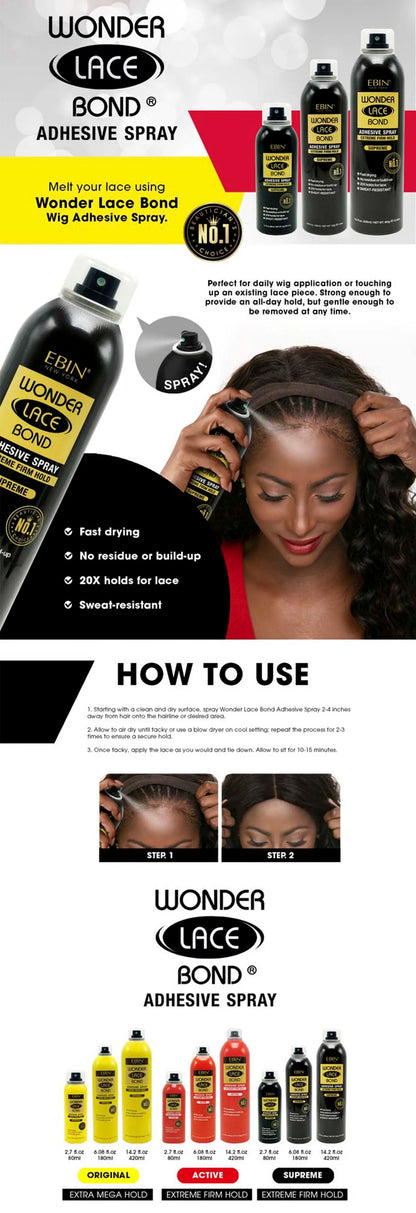 Ebin Wonder Lace Bond Spray – Extreme Hold Wig Adhesive for Daily Use