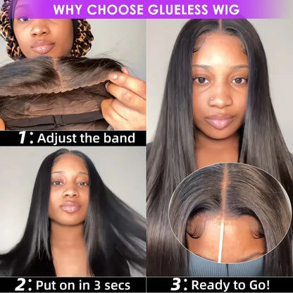 Wear & Go Glueless Straight Wig – Pre-Cut HD Lace Frontal, 4x4 Lace Closure Human Hair