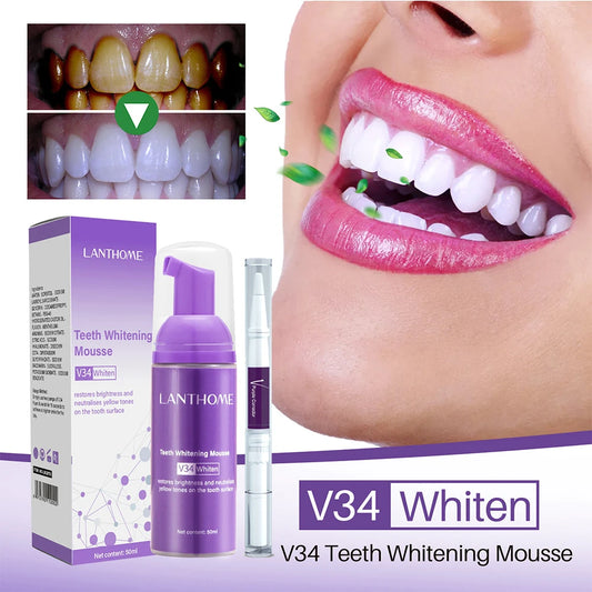 ORALUX EFFECTIVENESS, V34 Teeth Whitening Dental Whitening Teeth Whitener Mousse Oral Cleaning Tooth Dental Care Purple Toothpaste Repair Bleaching