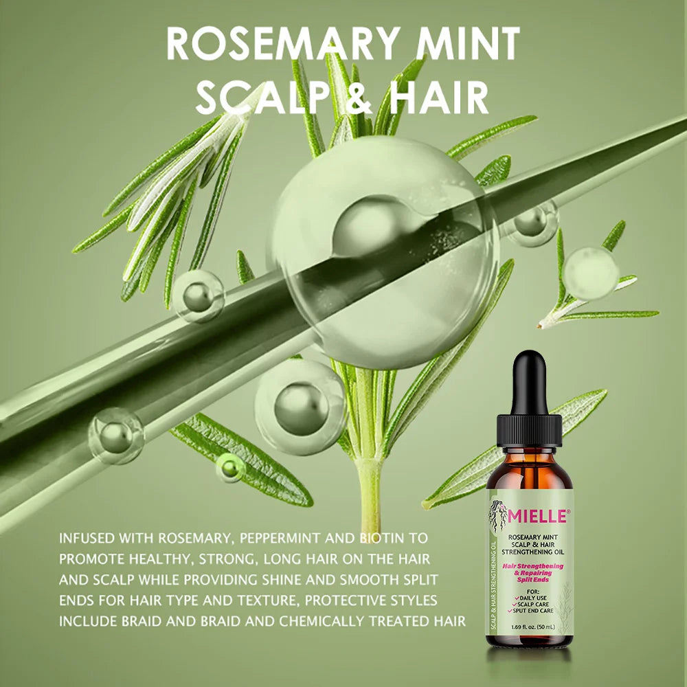 Hair Growth Essential Oil Rosemary Mint Hair Strengthening Oil Nourishing Treatment for Split Ends and Dry Mielle Organics Hair