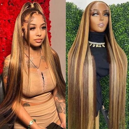 HD Lace Frontal Ombre Blonde Deep Wave Wig – 250% Density Human Hair 30–36 Inch