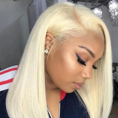 Ombre Brown 4/27 Highlight Bob Wig – Straight Glueless Lace Front Human Hair for Women