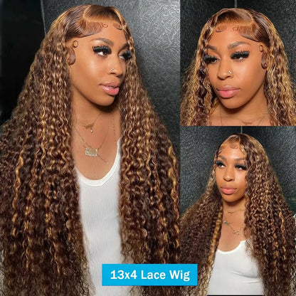 HD Lace Frontal Ombre Blonde Deep Wave Wig – 250% Density Human Hair 30–36 Inch