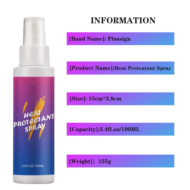 100Ml Hair Heat Protectant Spray For Use Before Heated Styling Heat Protection Hair Spray Travel Size Quick Dry Moisturing