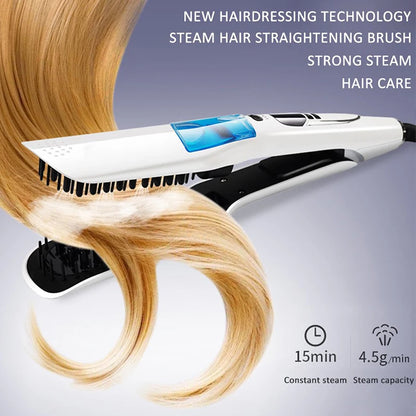Titanium Steam Hair Straightener & Curler – Dual Voltage Hot Comb