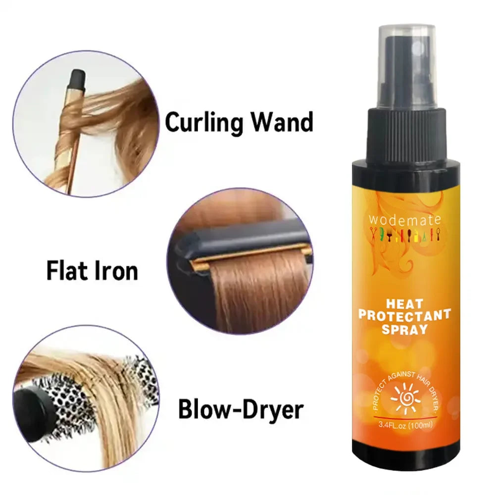 100ML Heat Protect Spray Leave-in Heat Primer Thermal Heat Protection Spray Hair Shine Mist Curly Perm Quick Styling Non-washing