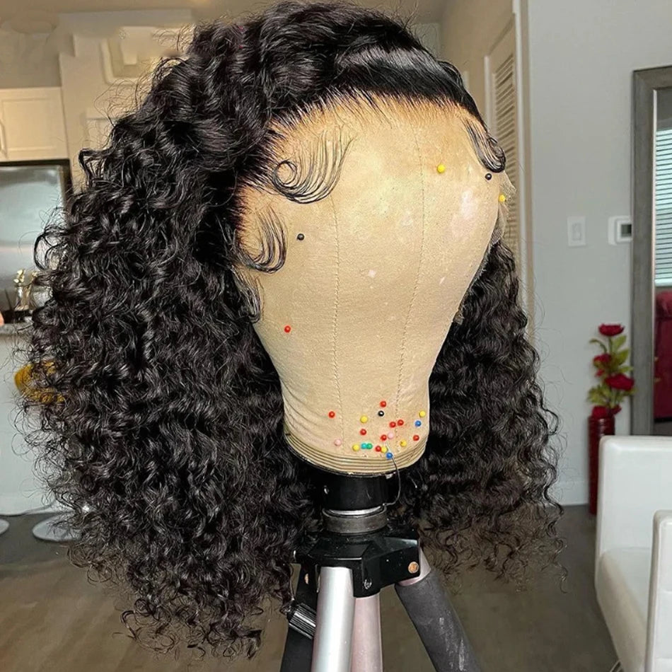 Wear and Go Glueless Wigs Short Bob Wig Human Hair Kinky Curly Upgraded NoGlue 13x4 Lace Frontal Wigs Human Hair for Black Women