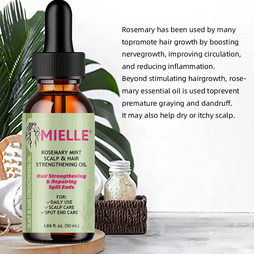 Hair Growth Essential Oil Rosemary Mint Hair Strengthening Oil Nourishing Treatment for Split Ends and Dry Mielle Organics Hair