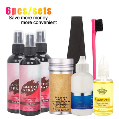 Lace Front Wig Glue & Remover Kit – Waterproof, Lace Tint Spray, Hair Wax Stick & Melt Headband