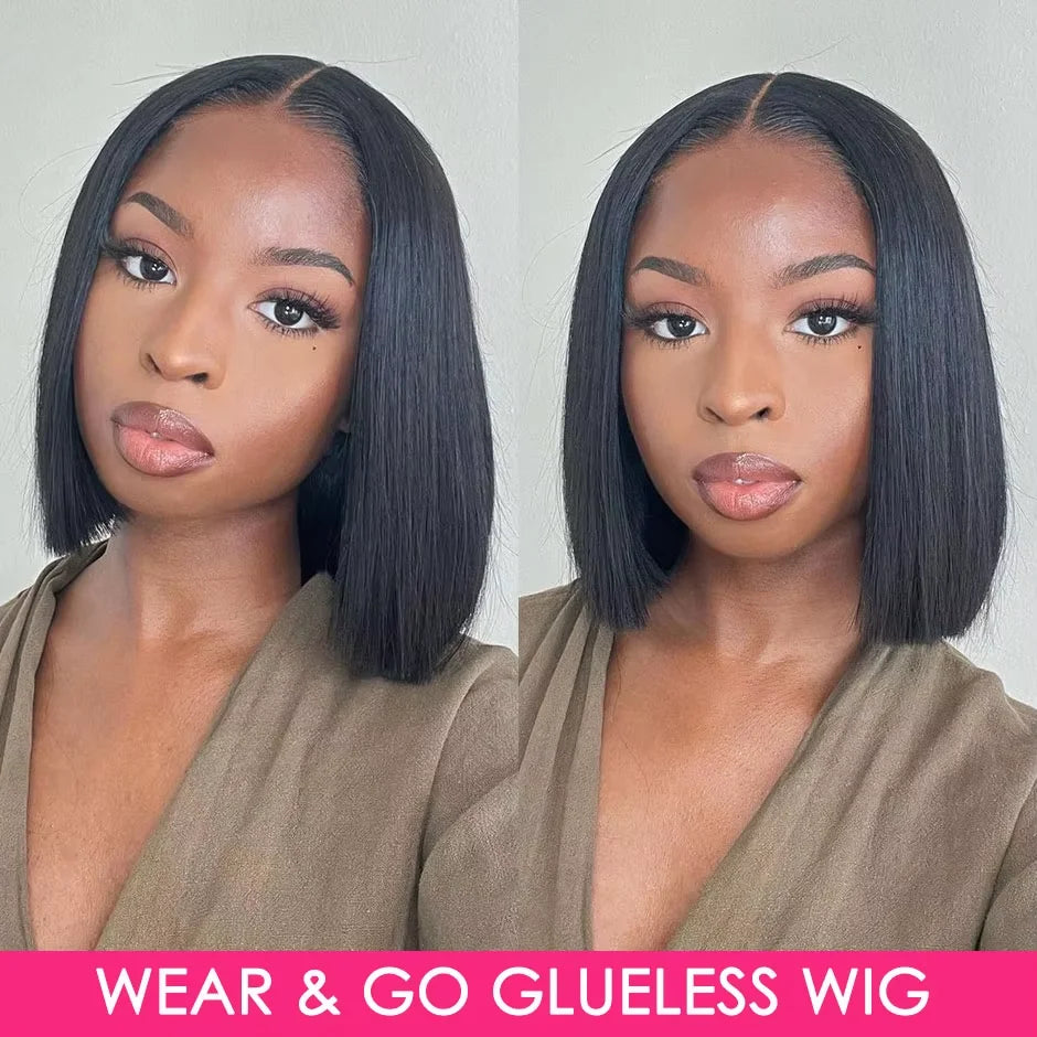 Ombre Brown 4/27 Highlight Bob Wig – Straight Glueless Lace Front Human Hair for Women