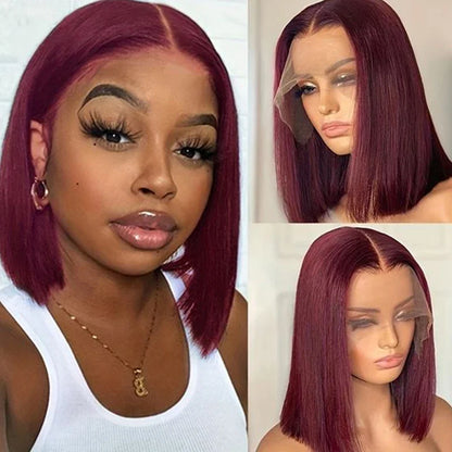 Ombre Brown 4/27 Highlight Bob Wig – Straight Glueless Lace Front Human Hair for Women