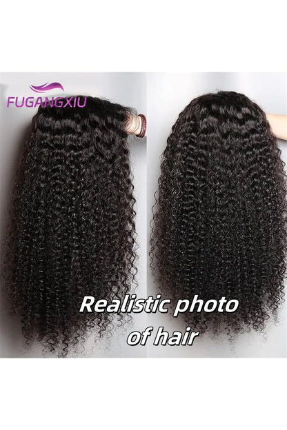 Long Kinky Curly Human Hair Wig For Women Raw Indian Hair 13X4 Transparent Lace Frontal Wig Pre-plucked 30 Inch Natural Color