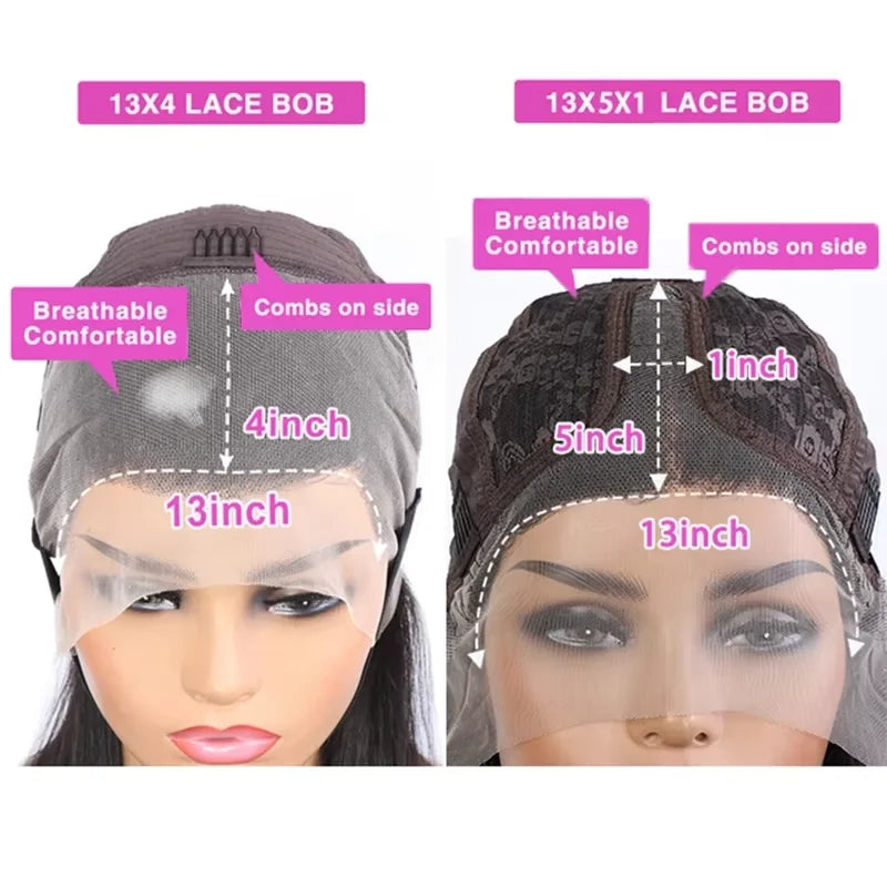 Ombre Brown 4/27 Highlight Bob Wig – Straight Glueless Lace Front Human Hair for Women