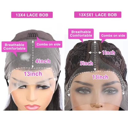 Ombre Brown 4/27 Highlight Bob Wig – Straight Glueless Lace Front Human Hair for Women