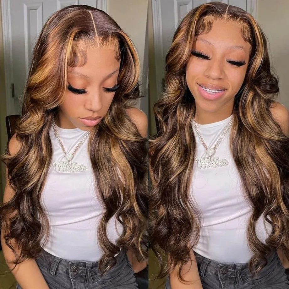 30 Inch Highlight Wig Human Hair Body Wave Lace Front Wig Brazilian Glueless Colored 13x4 13x6 Hd Lace Frontal Wigs For Women