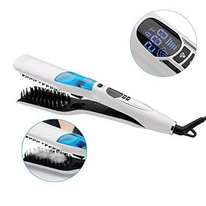 Titanium Steam Hair Straightener & Curler – Dual Voltage Hot Comb