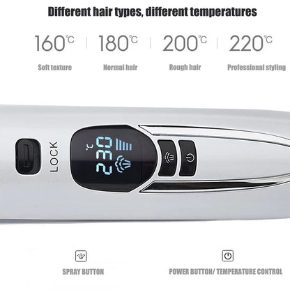 Titanium Steam Hair Straightener & Curler – Dual Voltage Hot Comb