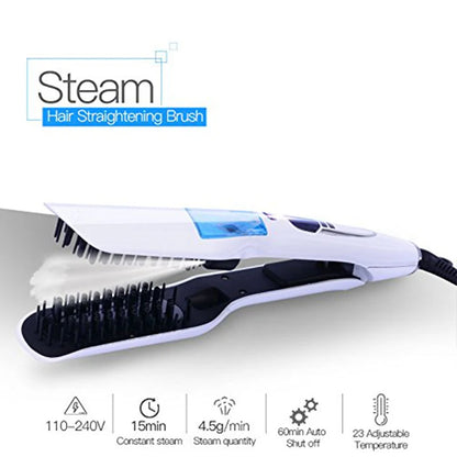 Titanium Steam Hair Straightener & Curler – Dual Voltage Hot Comb
