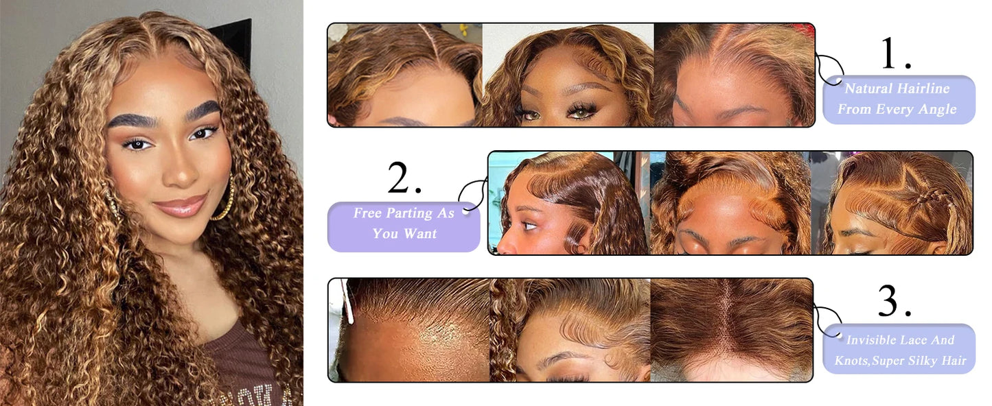 HD Lace Frontal Ombre Blonde Deep Wave Wig – 250% Density Human Hair 30–36 Inch