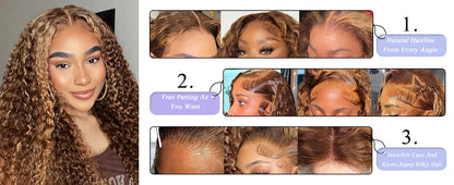 HD Lace Frontal Ombre Blonde Deep Wave Wig – 250% Density Human Hair 30–36 Inch