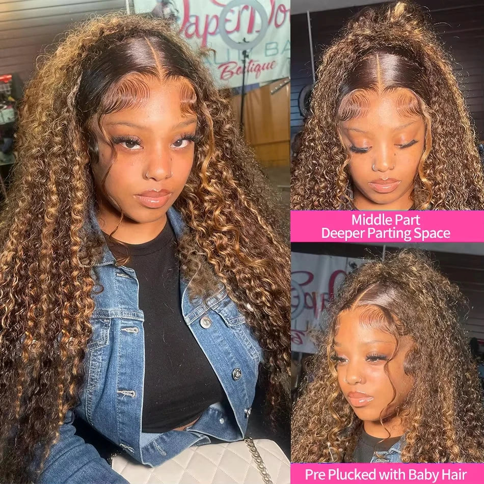 HD Lace Frontal Ombre Blonde Deep Wave Wig – 250% Density Human Hair 30–36 Inch