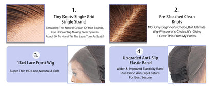 HD Lace Frontal Ombre Blonde Deep Wave Wig – 250% Density Human Hair 30–36 Inch