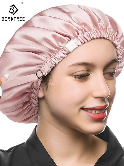 Mulberry Silk Bonnet – Double Layer Sleeping Cap, Elastic Hair Wrap for Women, A34324M