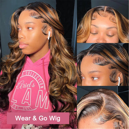 Highlight Ombre Wear & Go Wig – 7x5 Closure, Pre-Cut Glueless 4/27 Body Wave, 13x4 Pre-Plucked