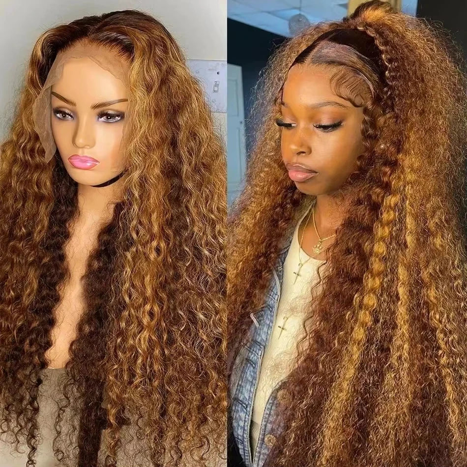 HD Lace Frontal Ombre Blonde Deep Wave Wig – 250% Density Human Hair 30–36 Inch