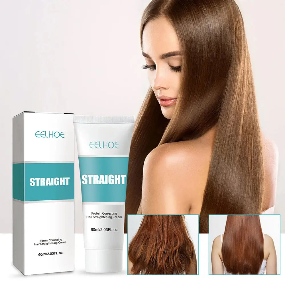 Keratin Hair Straightening Cream 60ml Silk & Gloss Hair Straightening Cream Faster Smoothing Curly Hair Care Protein Correction