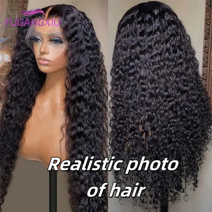 Long Kinky Curly Human Hair Wig For Women Raw Indian Hair 13X4 Transparent Lace Frontal Wig Pre-plucked 30 Inch Natural Color